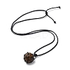 Natural Tiger Eye Round Pendant Necklace NJEW-H009-02-08-2