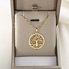 Brass Micro Pave Clear Cubic Zirconia Tree of Life Pendants LS-NJEW-H066-01F-G-1
