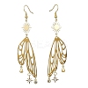 Sun & Butterfly Brass Chandelier Earrings EJEW-TA00360-1