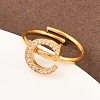 304 Stainless Steel Micro Pave Cubic Zirconia Cuff Open Rings LS-RJEW-D336-01G-05-1