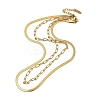 304 Stainless Steel Paperclip & Herringbone Chains Double Layer Necklace for Men Women NJEW-E046-01G-1