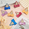 4 Pairs 4 Colors Glitter Bowknot Cat Ear Cloth Alligator Hair Clips PHAR-CA0001-004-4
