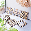 Undyed Natural Wood Filigree Joiner Links WOOD-GF0001-33-5