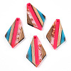 Transparent Resin & Walnut Wood Pendants X-RESI-TAC0017-49-A02-3