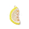 Glass Seed Beaded Lemon Slice Pendants PALLOY-MZ00813-1