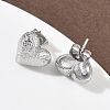 Textured Heart 304 Stainless Steel Stud Earrings EJEW-G453-06P-3