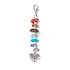 Chakra Natural Red Jasper & South Red Agate & Tiger Eye & Green Aventurine & Amethyst & Lapis Lazuli & Synthetic Turquoise Chips & Alloy Pendant Decorations HJEW-JM03181-4