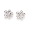 5-Petal Brass Micro Pave Clear Cubic Zirconia Bead Caps ZIRC-G153-41P-1