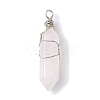 Natural Rose Quartz Copper Wire Wrapped Faceted Pendants PALLOY-JF02474-02-1