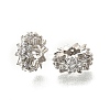 Flower Brass Micro Pave Cubic Zirconia European Beads KK-V008-19P-03-1