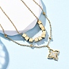 304 Stainless Steel Crystal Rhinestone Flower Pendant Double Layer Necklaces NJEW-R026-07G-1