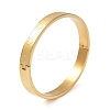 Ion Plating(IP) 304 Stainless Steel Grooved Heart Bangles BJEW-F464-15G-2