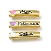 Mother's Day Brass Enamel Heart Word Mom Curved Tube Beads KK-C090-51G-1
