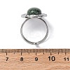 Oval Natural Moss Agate Finger Rings RJEW-M063-01P-08-5
