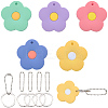 5Pcs 5 Colors Silicone Flower Keychains KEYC-SP0001-52-1