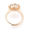 Flower Shape Brass Micro Pave Clear Cubic Zirconia Adjustable Ring Settings KK-T076-45G-3