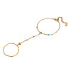 Natural Turquoise 304 Stainless Steel Flower Hand Chain Ring Bracelets for Women EH8478-5