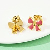 304 Stainless Steel Enamel Bowknot Stud Earrings EJEW-K268-17G-2