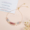 Adjustable Natural Rose Quartz & Aquamarine & Moonstone & Rhodonite Round Beaded Slider Bracelets for Healthy Pregnancy Gift FS-WG14B1D-01-2