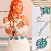 1Pc Alloy & Synthesis Turquoise Flower Link Waist Belly Chains for Women AJEW-UN0002-19-4