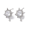 Brass Micro Pave Cubic Zirconia Stud Earring Findings KK-E107-09P-1