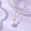 Natural Baroque Pearl Keshi Pearl Round Pendant 304 Stainless Steel Cable Chain Necklaces NJEW-JN05893-1
