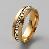 Stainless Steel Finger Ring with Crystal Rhinestone RJEW-WH0002-19G-1