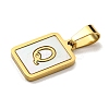 PVD Vacuum Plating 304 Stainless Steel Pave Natural White Shell Pendants STAS-S130-03G-Q-2