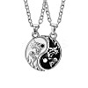 Alloy Enamel Black and White Yin-yang Gragon Split Pendant Necklaces for Friends Couple WG224AC-01-1
