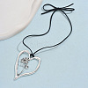 Birth Flower Heart Zinc Alloy Pendant Black Faux Suede Cord Necklaces for Women FS-WGA5BEC-11-2