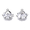 Brass Inlaid Clear Cubic Zirconia Charms ZIRC-S069-001P-1
