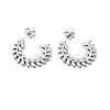 Non-Tarnish 304 Stainless Steel Olive Leaf Wrap Stud Earrings EJEW-A076-01P-1