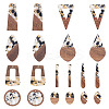 20Pcs 10 Styles Opaque Resin & Walnut Wood Pendants RESI-TA0003-69-3