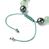 Natural Green Aventurine & Topaz Jade & Brass Heart Braided Bead Bracelet BJEW-JB09703-02-3