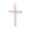 Natural Rose Quartz Faceted Round Copper Wire Wrapped Pendants PALLOY-JF02011-01-1