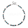 Summer Beach Natural Red Jasper & Synthetic Turquoise & White Shell & Coconut Beaded Necklaces NJEW-JN05012-4