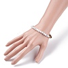 Natural Rainbow Moonstone & Tiger Eye Round Beads Stretch Bracelet for Women BJEW-JB07293-01-5