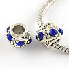 Barrel Antique Silver Plated Metal Alloy Rhinestone European Beads ALRI-Q228-02B-1