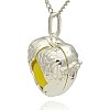 Silver Color Plated Brass Hollow Heart Cage Pendants KK-J241-08S-2
