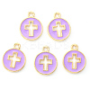 Light Gold Plated Alloy Enamel Pendants ENAM-R136-18C-1