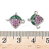 Brass Pave Green & Hot Pink Cubic Zirconia Fruit Connector Charms KK-Z109-01P-02-3
