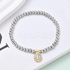 Brass Oval Charms Bracelets BJEW-B148-03A-03-1