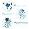 2Pcs 2 Colors Flower and Peacock Pattern Polyester Fabric Computerized Embroidery Cloth Sew on Appliques PATC-NB0001-16A-3