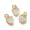 Brass & Natural Shell Heart Charms KK-D431-025B-01G-1