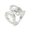 Brass Micro Pave Clear Cubic Zirconia Cuff Rings for Women Men RJEW-Z080-03P-4