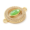 Rack Plating Brass Micro Pave Clear Cubic Zirconia Ring with Horse Eye Connector Charms KK-K385-98G-03-2