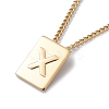 Stainless Steel Initial Letter Rectangle Pendant Necklace for Men Women NJEW-E090-01G-24-1