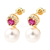 Round Brass Micro Pave Cubic Zirconia Stud Earrings EJEW-A135-20G-4