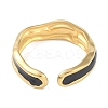 Ion Plating(IP) 304 Stainless Steel Enamel Cuff Finger Rings RJEW-L107-052G-02-3