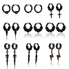 ANATTASOUL 18Pcs 9 Style 304 Stainless Steel Cone & Column Beaded Hoop Earrings EJEW-AN0003-34-1